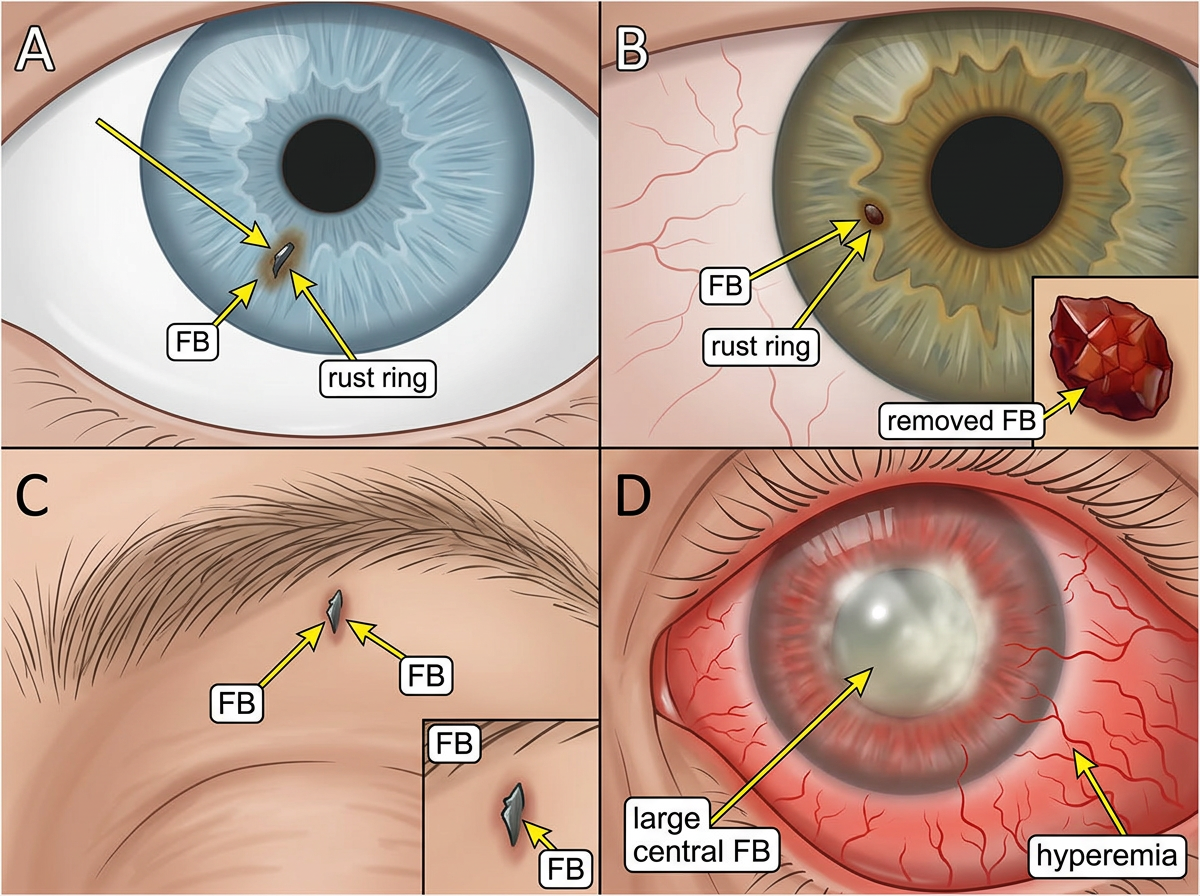 Illustration of Corneal Foreign Body