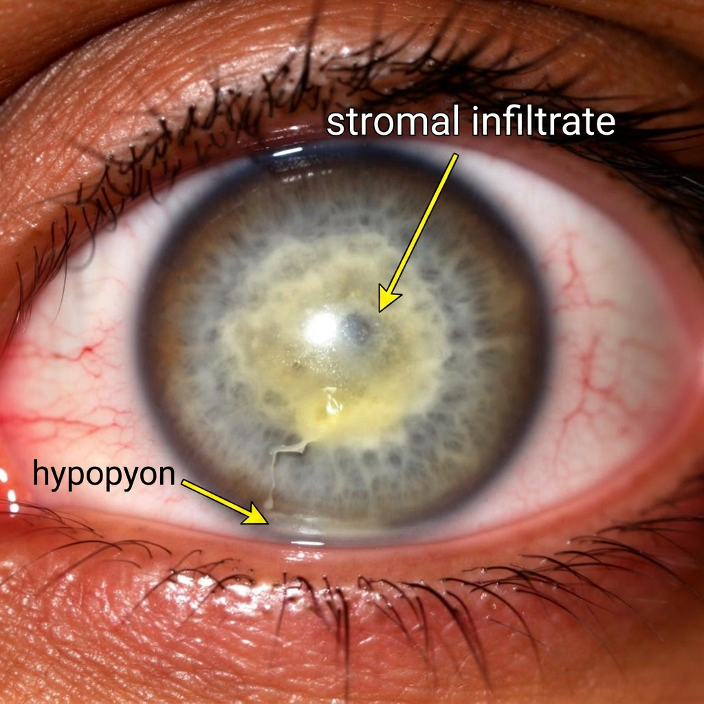 Illustration of Corneal Ulcer / Bacterial Keratitis