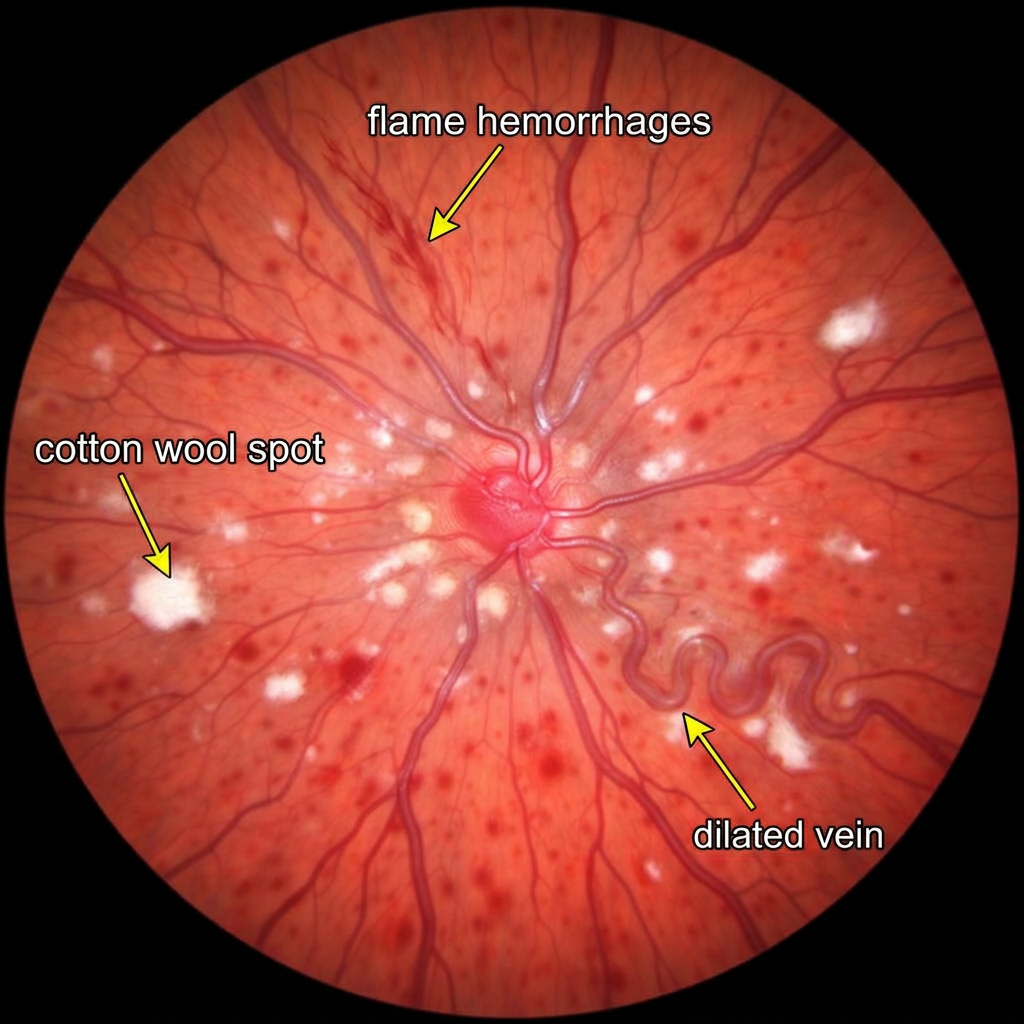 Illustration of Central Retinal Vein Occlusion (CRVO)