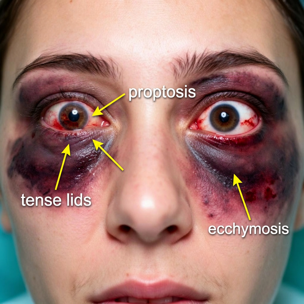 Illustration of Retrobulbar Hematoma / Orbital Compartment Syndrome